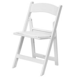 White resin folding chair hire - front view